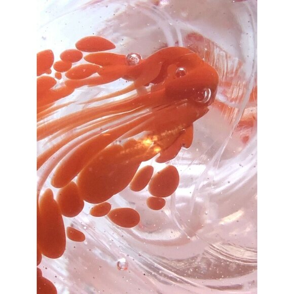 Red & White Ribbon Dragon? Globe Art Glass Paperweight Vintage - Picture 6 of 12